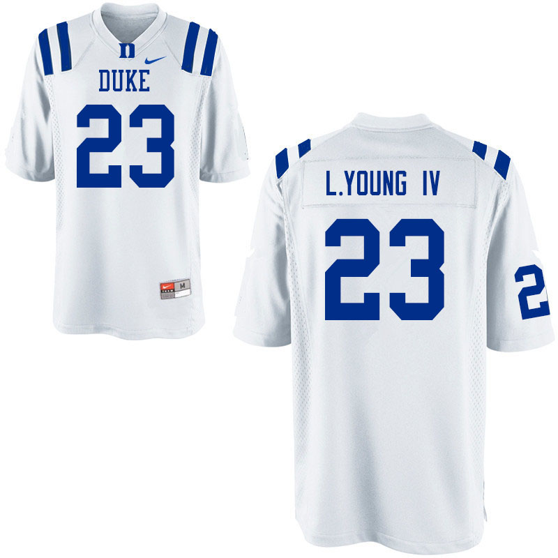 Men #23 Lummie Young IV Duke Blue Devils College Football Jerseys Sale-White - Click Image to Close